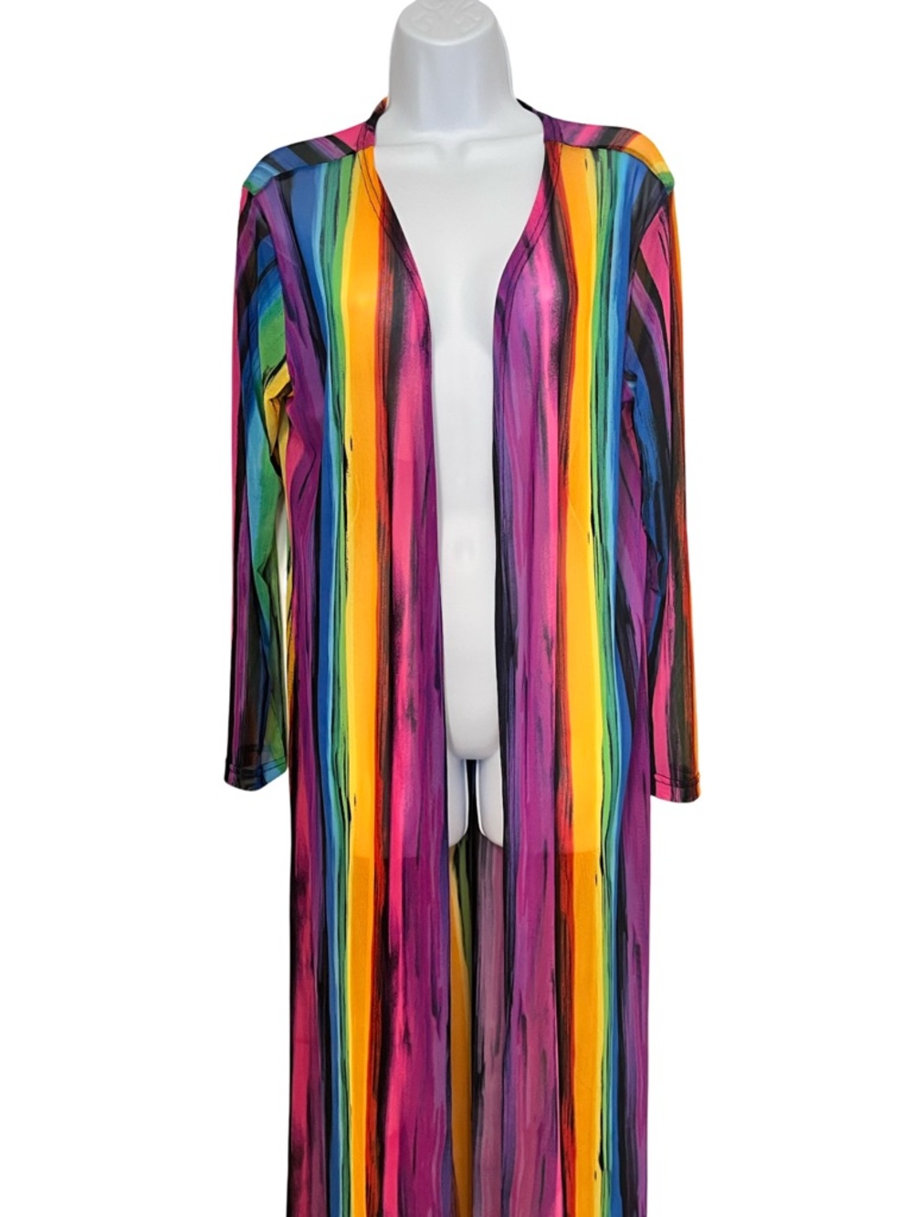 NYC Multicolor Vertical Stripe Open Duster